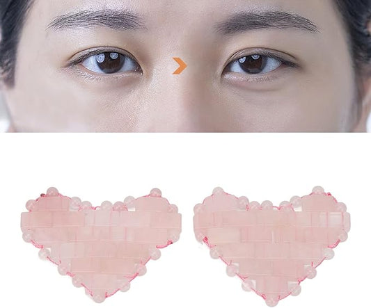 2Pcs Rose Quartz Eye Mask, Jadestone Eye Patch Reduce Facial Edema Relieve Eye Strain Heart Shaped Stone Eye Pad for Massage Facial Cooling Mask