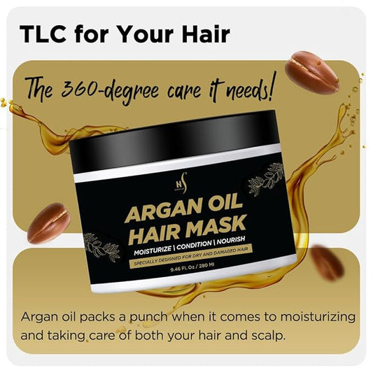 Herstyler Argan Oil Hair Mask - Hair Mask For Dry Damaged Hair and Growth - Deep Conditioning Argan Oil Har Mask - Curly Hair Mask for Limp Dull Hair - Anti-Frizz Hair Mask