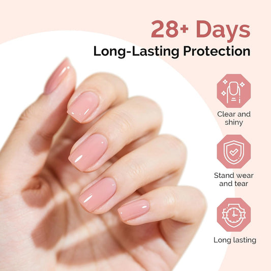 MelodySusie Top Coat Nail Glue Base Coat No Wipe Glossy Set Long Lasting Shine Finish Soak Off UV LED Nail Lamp Nail Art Design Manicure Kit Perfect Gifts for Women Girls 3 Pcs 15ml Clear