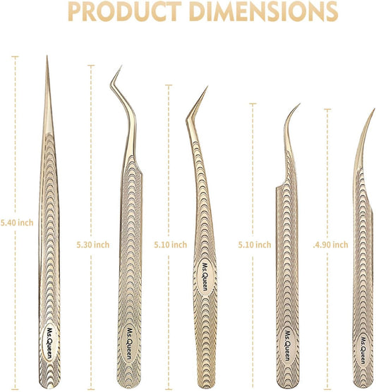 Ms.Queen Lash Tweezers for Eyelash Extension-Professional Lashing Tweezers for Mega Volume Mink Eyelashes Extensions Applying