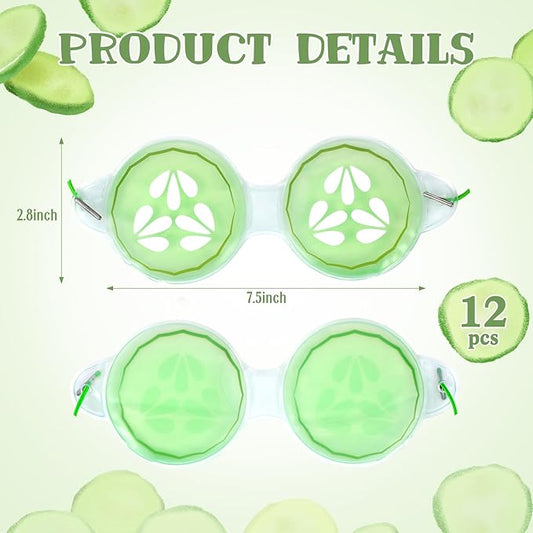12 Pcs Cucumber Eye Pads Gel Eye Masks Cooling Heating Eye Pads Spa Party Favors Sleepover Slumber Party Supplies