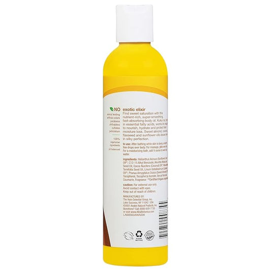 Alba Botanica Hawaiian Organic Body Oil - Kukui Nut - 8.5 Ounce (Pack of 2), 'Packaging may vary'