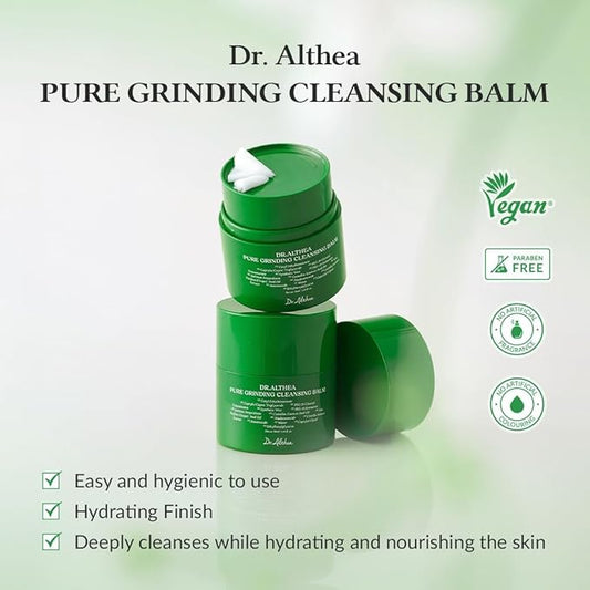 Dr.Althea Pure Grinding Cleansing Balm | Hygenic One-Step Makeup Cleansing Oil with Madecassoside | Non-Greasy Sorbet Texture | Soothing for All Skin Types | Korean Vegan Skin Care | 1.69 Fl Oz