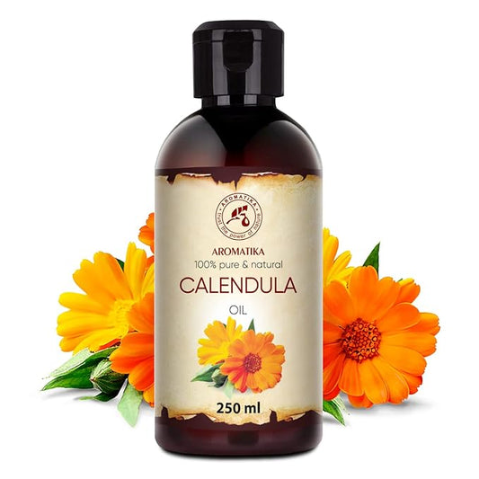 Calendula Oil 8.5 Fl Oz (250ml) - Calendula Officinalis Flower Extract – Infused - Almond Oil Base - 100% Pure & Natural - Marigold Oil – Benefits for Skin, Nails, Hair, Face, Body