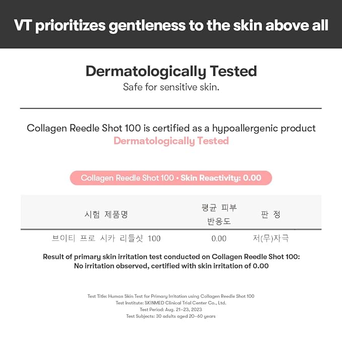 VT COSMETICS Collagen Reedle Shot 100, Collagen Microneedling Serum, Firming & Elasticity, 500Da Collagen Extract, Soft & Glass Skin, Pink Collagen Serum, Korean Skin Booster 1.69Fl Oz(50ml)