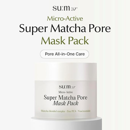 SU:M Micro-Active Super Matcha Pore Mask Pack (3.38fl oz) - Pore refining, oil control, exfoliating mask. with Matcha Blended Complex, Zinc PCA, and Fermented Vitamin B3 for smoother, clearer skin