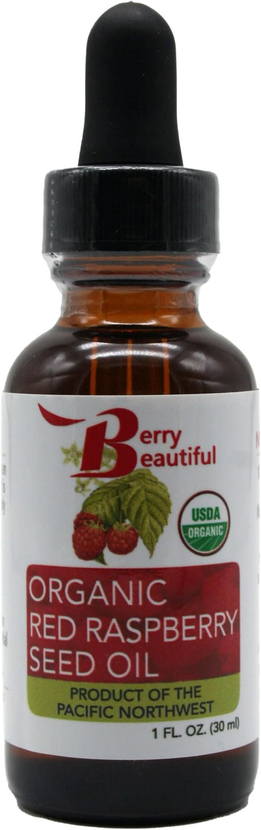 Certified Organic Red Raspberry Seed Oil - Cold-pressed from US grown raspberries (1 fl oz)