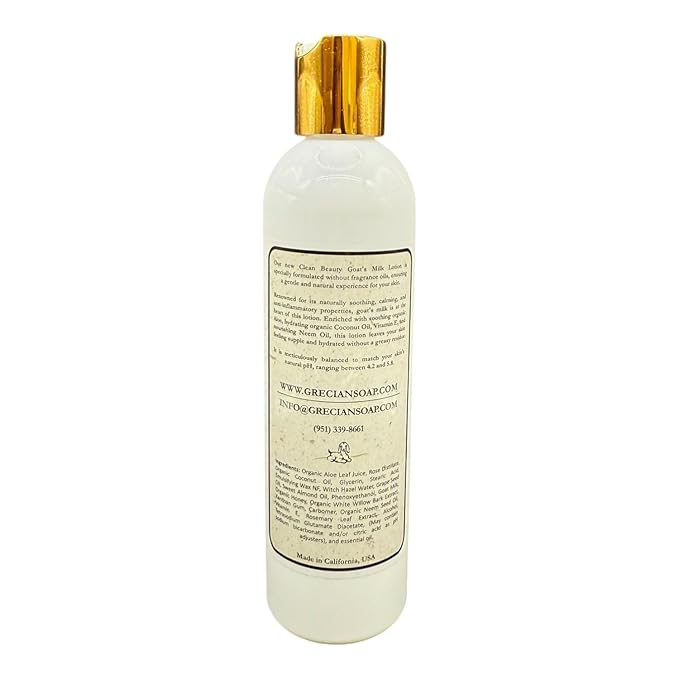 Organic Clean Beauty Goat's Milk Lotion in Rose Vanilla - 8 oz All Natural Goats Milk Lotion for Women and Men, Enriched with Essential Oils, Body Moisturizer for Everyday Use