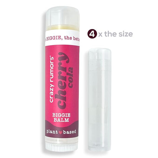 Crazy Rumors Biggie Cherry Cola Flavored All Natural, Plant Based Lip Balm to Moisturize and Nourish your Lips - Cherry Cola Biggie Tube 0.6 oz (4x Larger than standard 0.15 oz lip balm)