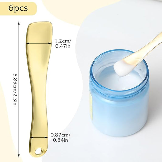 6 Pcs Metal Makeup Spatula Tool, Mini Skincare Spatula Skin Care Facial Cream Mask Scoop Makeup Tools for Cosmetic Scoop for Creams Lotions Masks (Silver Gold Rose Gold)