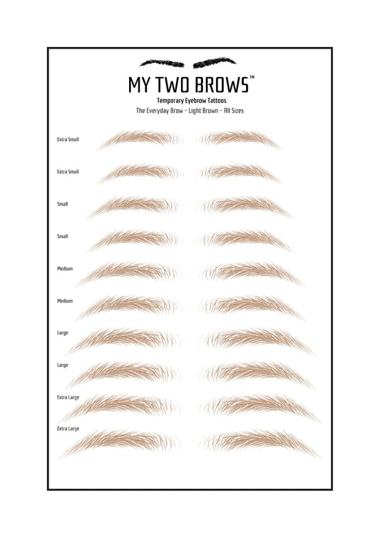 (10 pairs) Light Brown Temporary Eyebrow Tattoo - Extra Small Size - Waterproof & Smudgeproof - Everyday Brow Style Eyebrow Stickers - Sheet Lasts up to 30 Days - Won't Work on Existing Brows