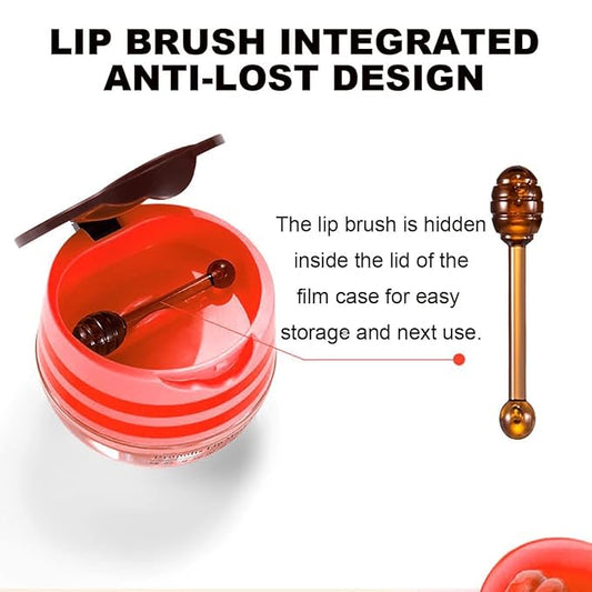 Strawberry Sleeping Lip Mask, Exfoliating Honey Balm, Hydrating & Prevention Dry and Cracked Scrubs Exfoliator, Repair Nourishes the Skin