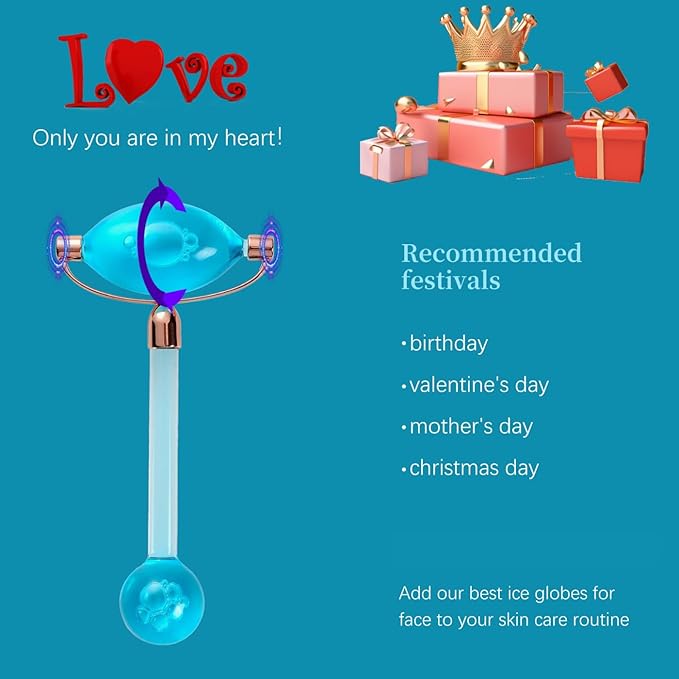 YAYU Ice Globes for Facials,Tighten Skin, Reduce Puffiness and Headaches, Enhance Circulation and Complexion (blue)