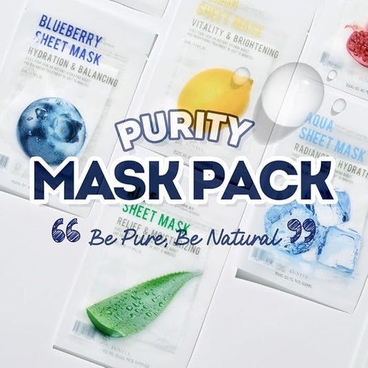 EUNYUL Purity Korean Collagen Face Mask for Skincare 8 Types x 5 Sets Hydrating and Nourishing