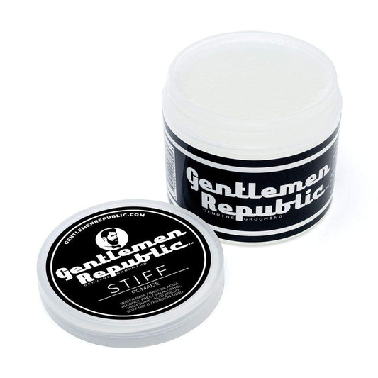 Gentlemen Republic 8oz Stiff Hair Pomade - Lightweight All-Day Hold with High Shine Finish, Alcohol-Free and Paraben-Free Formula, Suitable for Thick Hair
