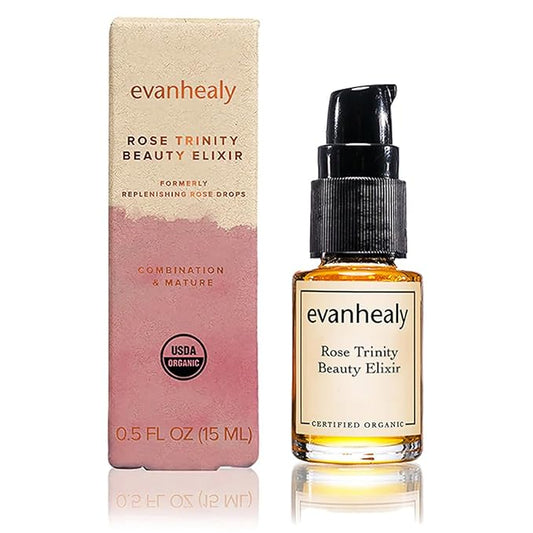 evanhealy Rose Trinity Beauty Elixir | Organic Natural Humectant Rejuvenating & Smoothing Facial Oil | Minimize Fine Lines & Wrinkles