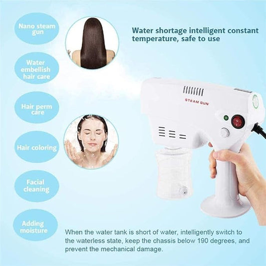 XSWL Portable Nano Steam Gun Hair Care Hydration Sprayer Hot Dyeing Care Blue Micro Mist Machine Spray Gun Hair Steamer Trigger