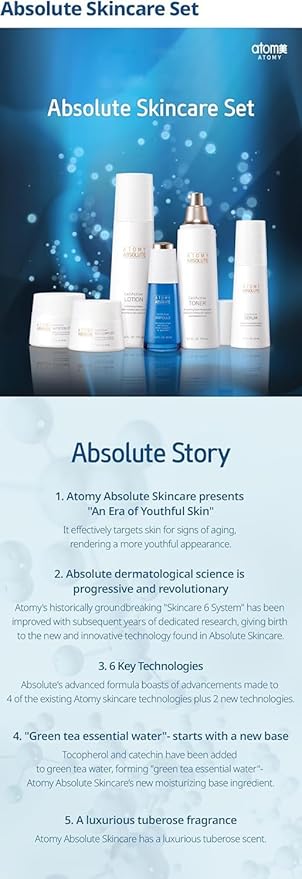 Absolute Skincare Set - Toner, Ampoule, Serum, Lotion, Eye-Complex, Nutrition Cream | Korean Skincare l Moisturizer