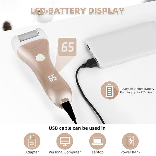 Callus Remover for Feet, Nicebirdie Electric Foot File Callus Removers Rechargeable Waterproof Pedicure Tools Foot Scrubber Shaver Feet Care Tool for Cracked Heels Dead Skin (Golden)