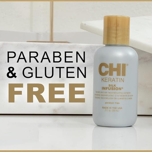 CHI Keratin Silk Infusion, Hydrating Hair Serum For Restoring Softness & Shine, Helps Dry, Damaged Hair, Sulfate-free, 2 Oz
