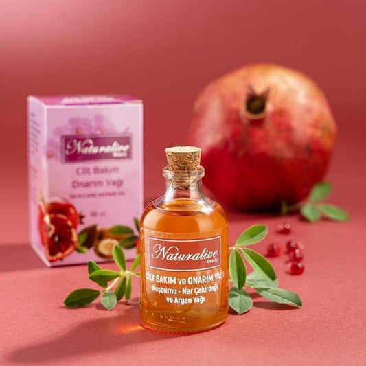 Natural Skin Repair Oil - Moisturizing, Repairing & Revitalizing - With Rosehip, Pomegranate Seed & Argan Oils - Vegan, Chemical-Free - 50ml | 1.69 fl oz