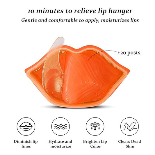 Charm Kiss 20Pc Moisturizing Lip Mask, Sleep Mask for Soft, Line-Free Lips - Orange