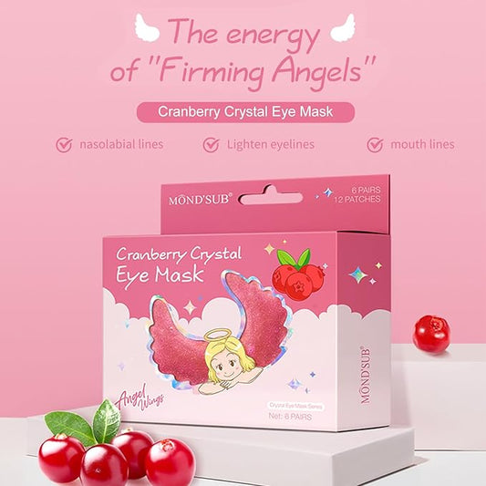 MOND'SUB Under Eye Mask - 6 Pairs Orange Crystal Eye Mask for Sleeping- Puffy Eyes Dark Circles Treatments with Hyaluronic Acid, Reduce Under Eye Bags and Smooth Wrinkles, Brighten (Cranberry)