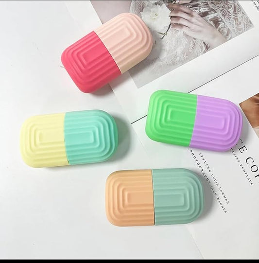 Ice Cube Facial Massager with Reusable Silicone Mold, Naturally De-Puff Eyes and Reduce Migraines, Made with Food Grade Silicone, BPA Free, BPS, Latex Free and Other Chemical (Rose Pink Two Tone)