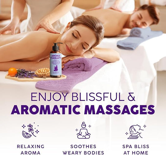 Kukka Aromatherapy Massage Oil for Massage Therapy - 6.76 Fl Oz - 100% Pure Natural - Lavender, Orange Aroma Therapy for Women & Man Body Oil - SPA & Relaxing Quality Moisturizing