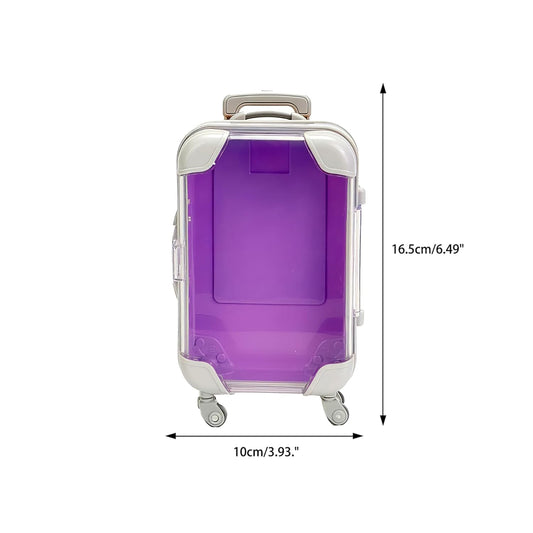 False Eyelash Storage Box, Portable Travel Organizer Mini Luggage False Eyelash Tray Makeup Tool (PURPLE)