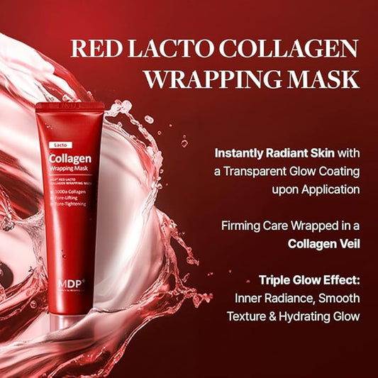 MDP+ RED LACTO COLLAGEN WRAPPING MASK, Glowy, Skin Elasticity, Hydrating, 2.36oz/70ml,Peel-off Mask, Pore Lifting and Minimizing, Korean Glass Skin