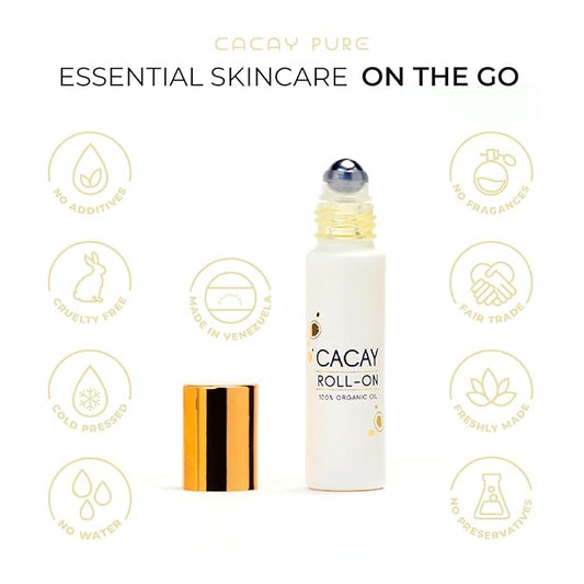 Cacay Oil Roll-On – Natural Anti-Aging Face & Body Oil for Scars with Retinol & Vitamin E, Organic Skincare, Antioxidant-Rich Treatment for Acne Scars, Wrinkles, Fine Lines, and Dry Skin (0.33 Fl Oz)