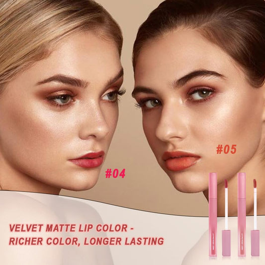 BINGBRUSH 2Pcs Velvet Light Matte Lip Tints – Colorstay Lipstick Highly Pigmented, Long-Lasting Lip Stain,Moisturizing, Waterproof, Lightweight Soft Lip Cream,Smudge-Proof & Fade-Resistant