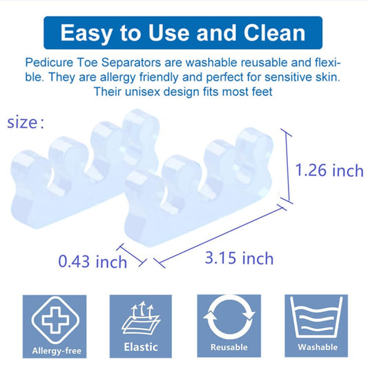 Toe Separators for Bunion & Nail Polish Application - Orthopedic Gel Material Toe Spacers for Toenail Separation, Soft Pedicure Tools