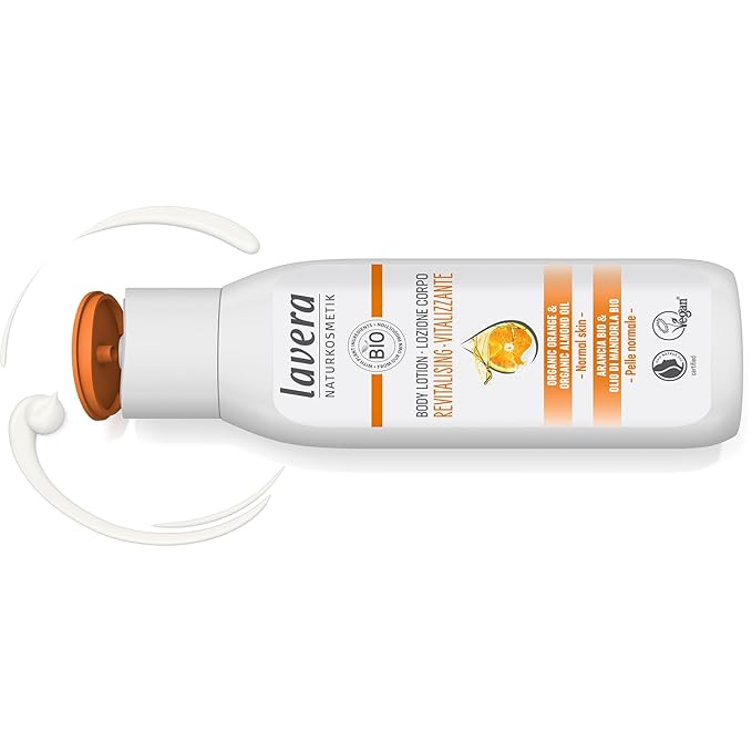 lavera Body Lotion Vitalizing - Body Milk with organic orange & organic almond oil - body milk for normal skin - PETA certified - biodegradable - vegan - natural cosmetics - 6,76 fl.oz.