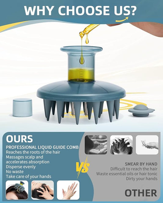 Hair Oil Applicator Brush, Scalp Oil Applicator Hair Oil Dispenser Hair Growth Oil Comb with Silicon Massage TeethScalp Oil Applicator for Scalp Hair Oiling Applicator with Massage Balls