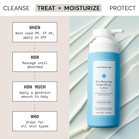Naturium Skin-Renewing Retinol Body Lotion Jumbo, Advanced Firming Anti-Aging Skin Care, with Encapsulated Retinol & Shea Butter, 14 oz