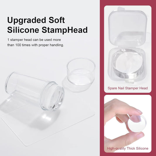 Nail Art Stamper Clear Silicone Nails Stamping Jelly with Scraper Transparent Visible Body DIY Manicure Nail Art Tool C