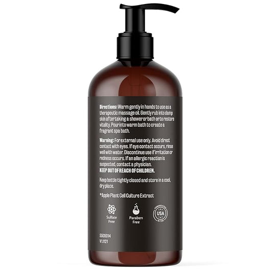 Ylang Ylang + Ginger Massage Oil for Massage Therapy and Manipulation Therapy | Collagen and Stem Cell Anti Cellulite Body Oil for Lymphatic Massage and Sore Muscles Skincare by M3 Naturals