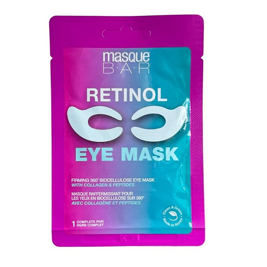 masque BAR Firming 360 Degree Bio Cellulose Retinol Eye Mask - Anti-Wrinkle Eye Patches with Collagen, Peptides, and Hyaluronic Acid - Korean Eye Mask for Skin Firming & Plumping (6pk)