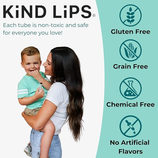 Mint Lip Balm Kind Lips Organic 3-Pack | Extra Minty, Hydrating, Gluten-Free, Moisturizing, Natural, Cruelty-Free, USDA Certified, Non-Greasy, Mint Chapstick