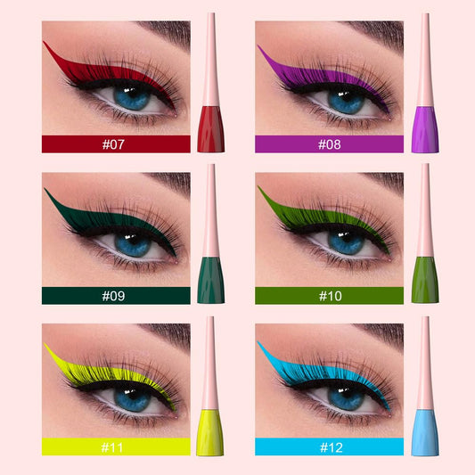 evpct 6Pcs Dark Red Purple Dark Green Light Green Sky Blue Liquid Eyeliner Set Waterproof Eye Liners for Women, Eyes Wing Colored delineador de ojos a prueba de agua contra el agua blanco para ojos