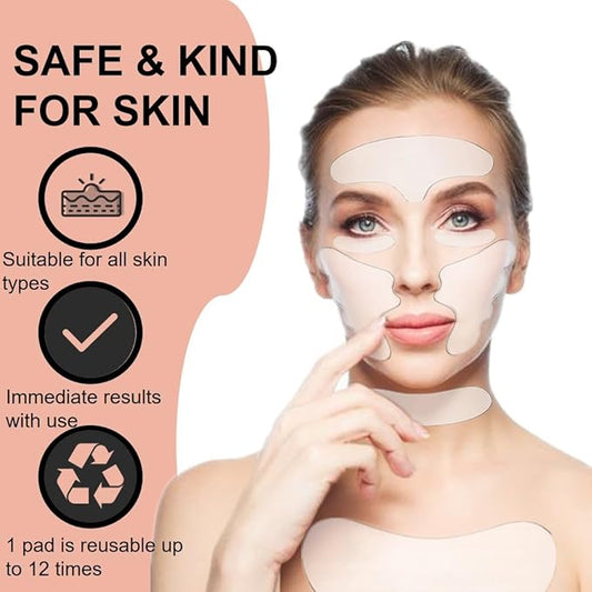 Neck Wrinkle Patches Reusable Chest Wrinkle Pads - 11 pcs Anti Wrinkles pads Silicone face patches for Skin Lines Prevention,Overnight Wrinkle Remover while Sleeping…