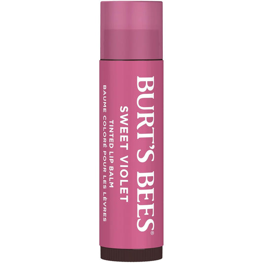 Burt's Bees Lip Tint Balm with Long Lasting 2 in 1 Duo Tinted Balm Formula, Color Infused with Deeply Hydrating Shea Butter for a Natural Looking Buildable Finish, Sweet Violet (2-Pack)