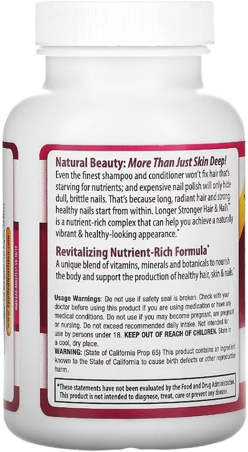 Applied Nutrition Longer, Stronger Hair and Nails 60-Count (Pack of 6)
