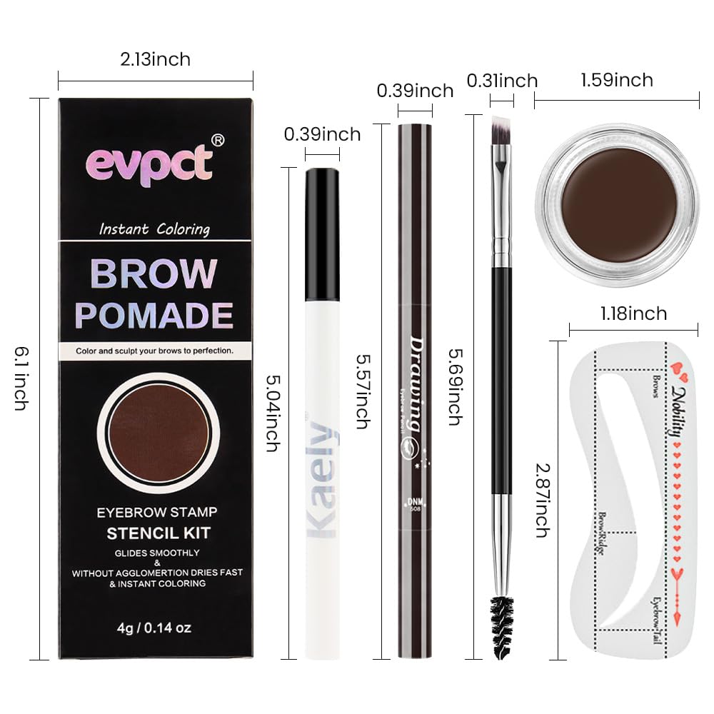 evpct Eyebrow Stencils Kit for Women Shaping, Eyebrow Shaper Makeup Kit, Eye Brow Stencil Shaper Tinting kits for Women, with Eyeliner, Eyebrows Pencil, Pomade, Brush and 10 Stencils, Kit-03 CHOCOLATE