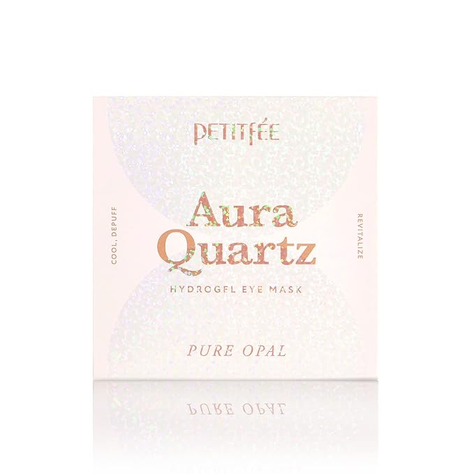 Petitfee Aura Quartz Eye Mask Pure Opal 40 pcs (20 pairs) - Rejuvenating Hydrogel Eye Patch for Puffy Eye Bags, Cooling, Depuffing, Under Eye Elasticity, Reduces Fine Lines for Firming Eye Area
