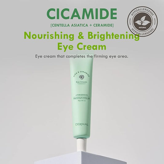 DERMAL Cicamide Nourishing & Anti-Wrinkle Eye Cream 1.41 oz - With Centella Asiatica Extracts and Ceramide to Fight Early Signs of Aging, For Under Eye Bags, Dark Circles, and Dull Skin