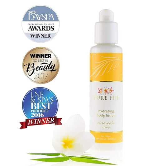 PURE FIJI Body Lotion Hydrating - Moisturizing Lotion for Dry Skin with Coconut Milk and Vitamin E, Organic Body Lotion For Women and Men, Pineapple Scent, 3 oz