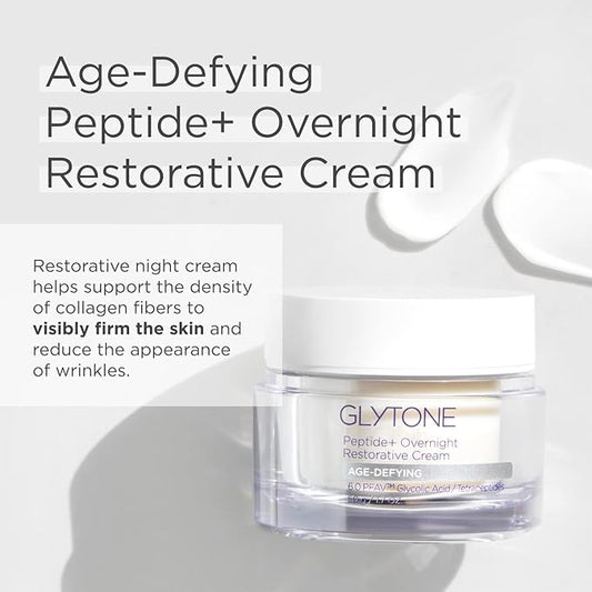 Glytone Age-Defying Peptide+ Overnight Restorative Cream - Dermatologist-Tested, Paraben-Free & Fragrance-Free - 1.7 fl. oz.